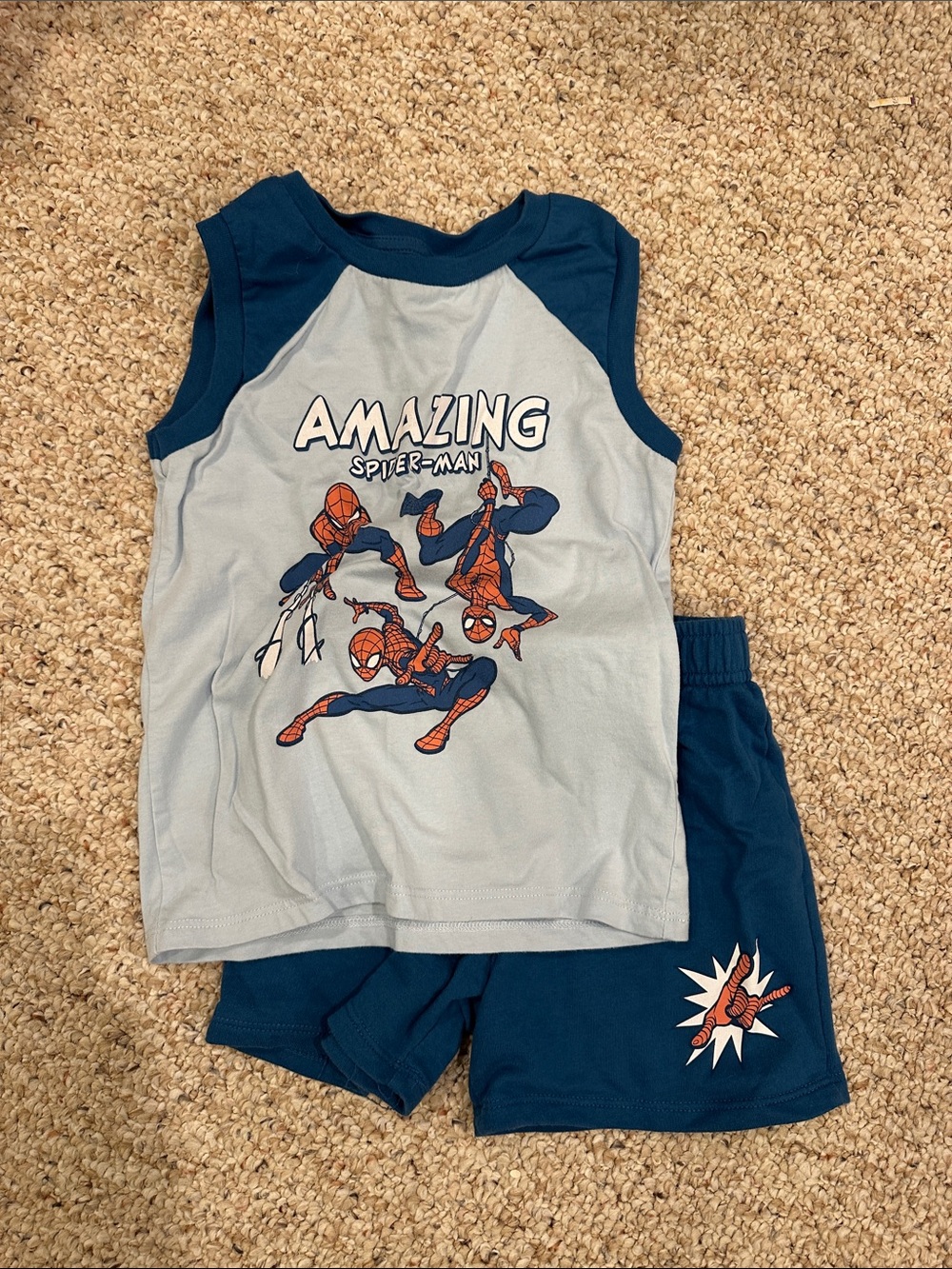 Marvel Boys Blue and Light Gray Spider-Man Matching Set